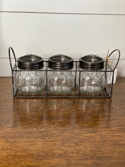 Vintage Style Wire Basket with Jars